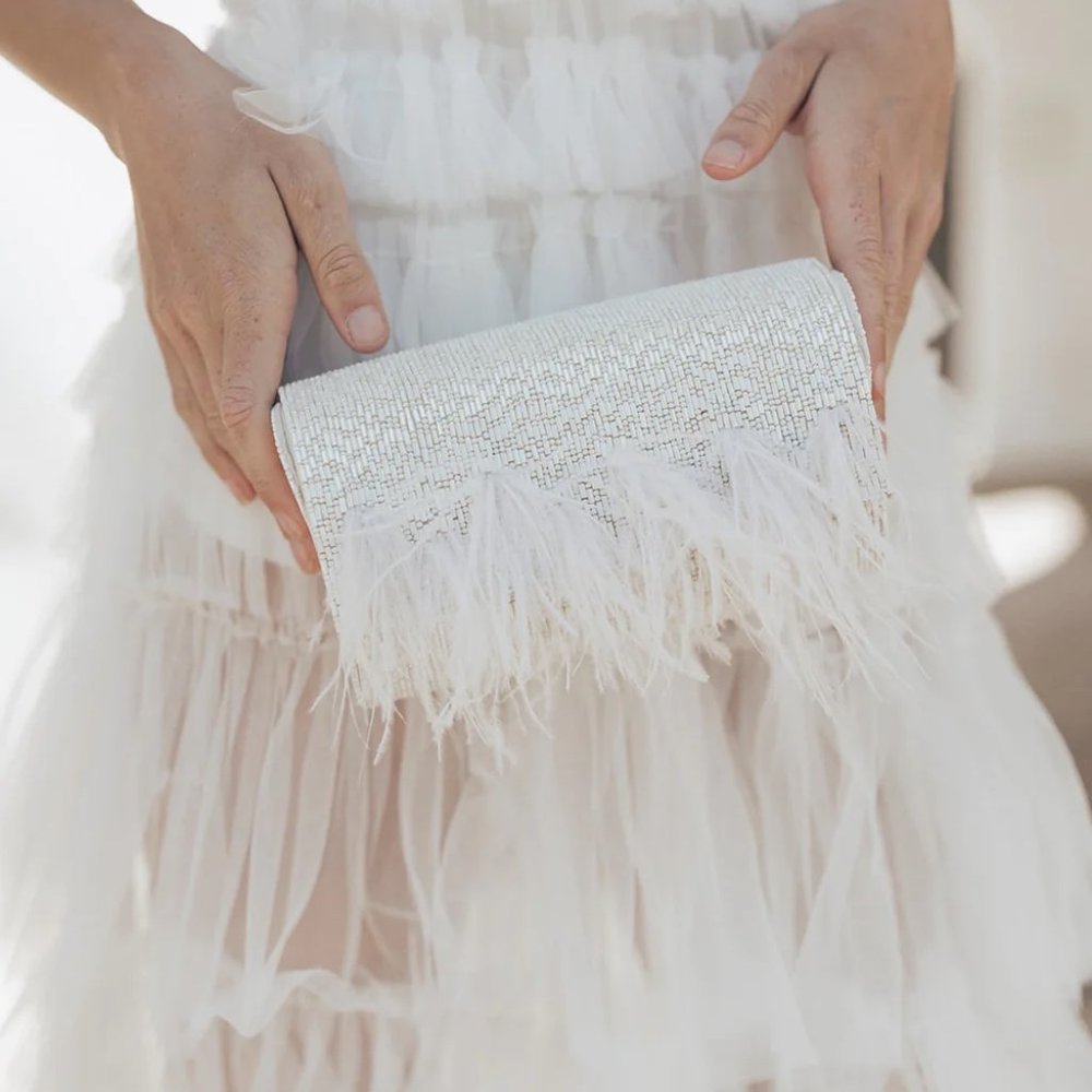 Untamed Petals Bristol Clutch - Beaded Bridal/Bachelorette Purse/Handbag